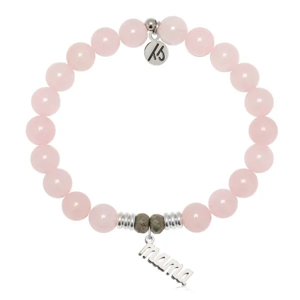 Rose Quartz Bracelet with Silver "Mama" Charm Blocher Jewelers Ellwood City, PA