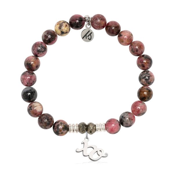 Pink Rhodonite Gemstone Bracelet with Sterling Silver 