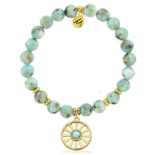 Larimar Gemstone Bracelet with Gold-Plated 