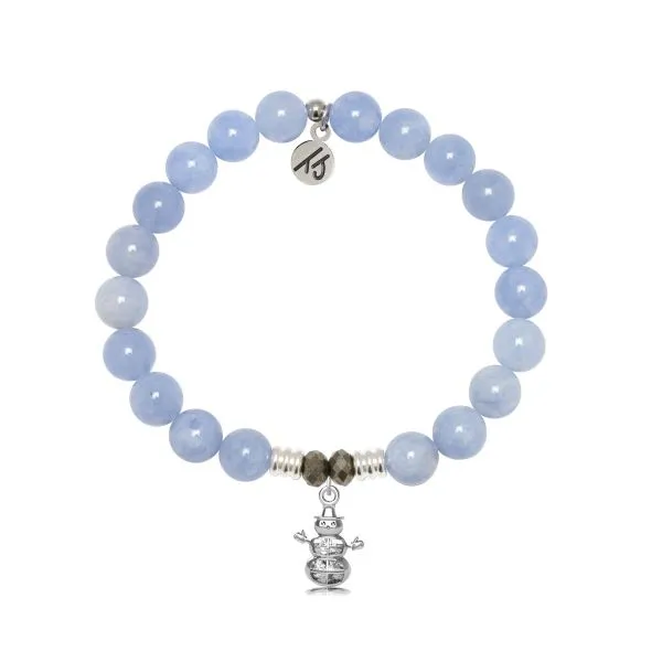 Sky Blue Jade Gemstone Bracelet With Silver Snowman Charm Blocher Jewelers Ellwood City, PA