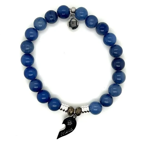 Blue Adventurine Gemstone Bracelet with Sterling Silver 