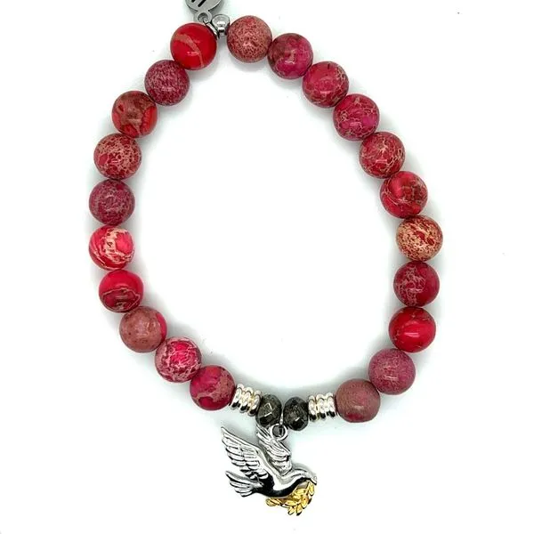 Cranberry Jasper Gemstone Bracelet with 