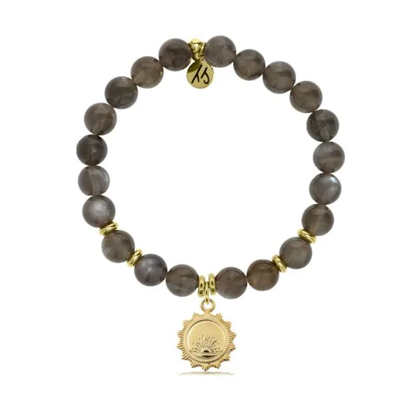 Black Moonstone Bracelet with Gold-Plated "Sunsets" Charm Blocher Jewelers Ellwood City, PA