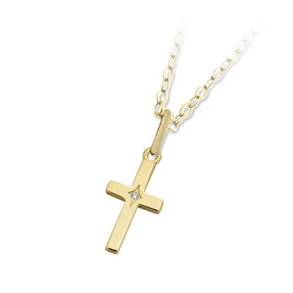 Gold Plated CZ Cross Necklace Blocher Jewelers Ellwood City, PA