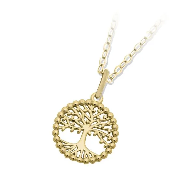 Familty Tree Gold Plated Charm Necklace Blocher Jewelers Ellwood City, PA