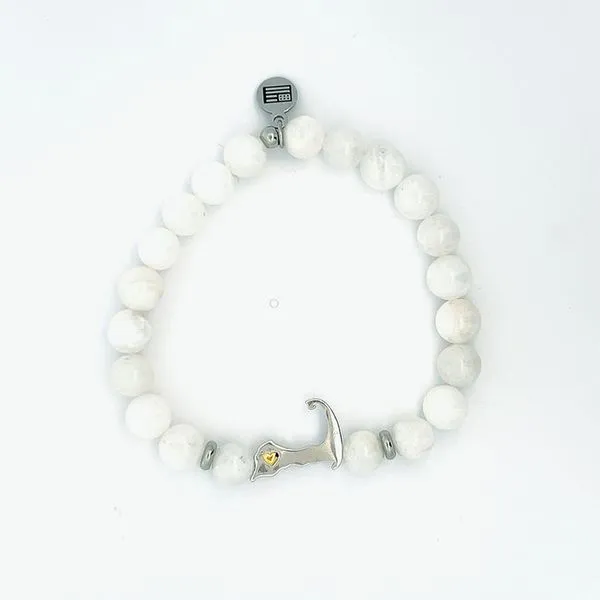 Beaded Moments Bracelet- Cape Cod Sterling Silver Charm with White Moonstone Blocher Jewelers Ellwood City, PA
