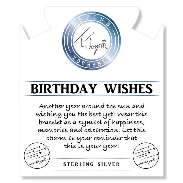 Denim Blue Agate Gemstone Bracelet with Birthday Wishes Sterling Silver Charm Image 2 Blocher Jewelers Ellwood City, PA