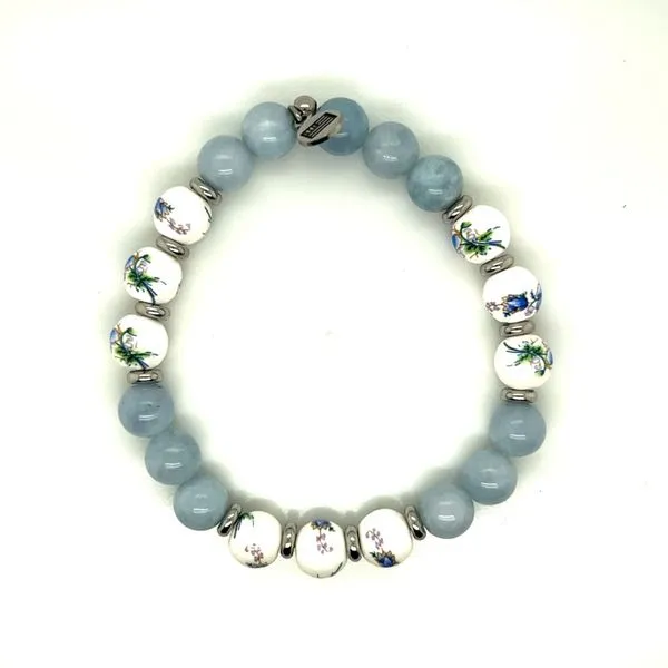 Floral Moments - Light Blue Quartz Beaded Bracelet with Blue Orchid Beads Blocher Jewelers Ellwood City, PA