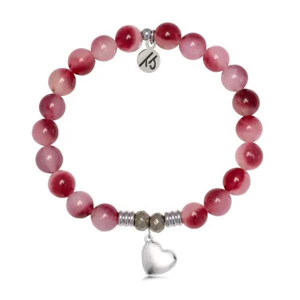 Cherry Jade Bracelet with Silver 