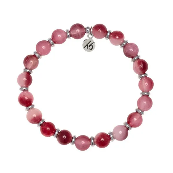 Empowered Elegance - Cherry Jade with Silver Bead Bracelet Blocher Jewelers Ellwood City, PA
