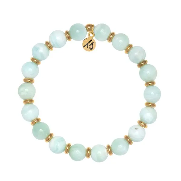 Empowered Elegance - Hemimorphite with Gold Bead Bracelet Blocher Jewelers Ellwood City, PA