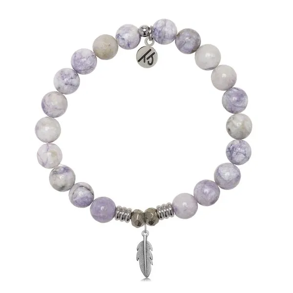 Purple Turquoise Bracelet with Sterling Silver Feather Charm Blocher Jewelers Ellwood City, PA