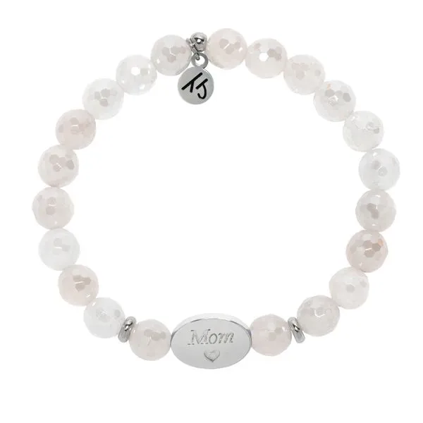 Faceted Rose Quartz Bracelet with Silver In-Line 