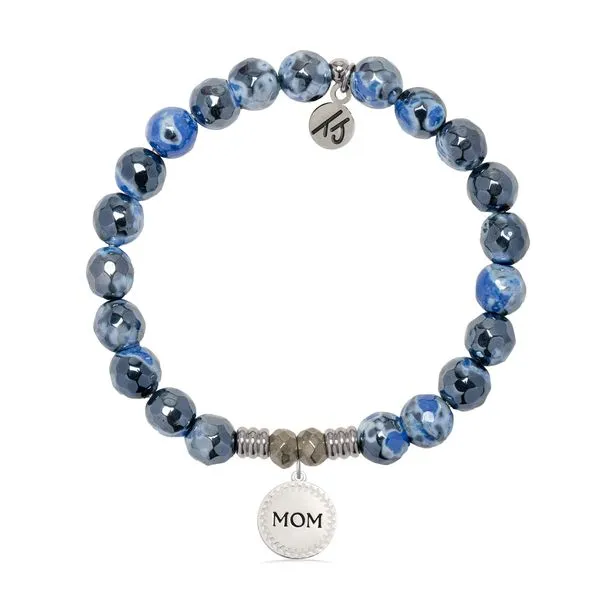 Denim Blue Agate Bracelet with Sterling Silver 
