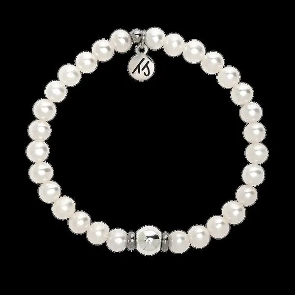 The Cape Bracelet- Pearl with Silver Steel Ball Blocher Jewelers Ellwood City, PA
