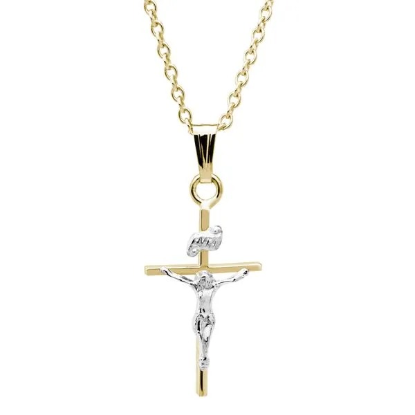 14K Two Tone Gold Filled Crucifix on 13
