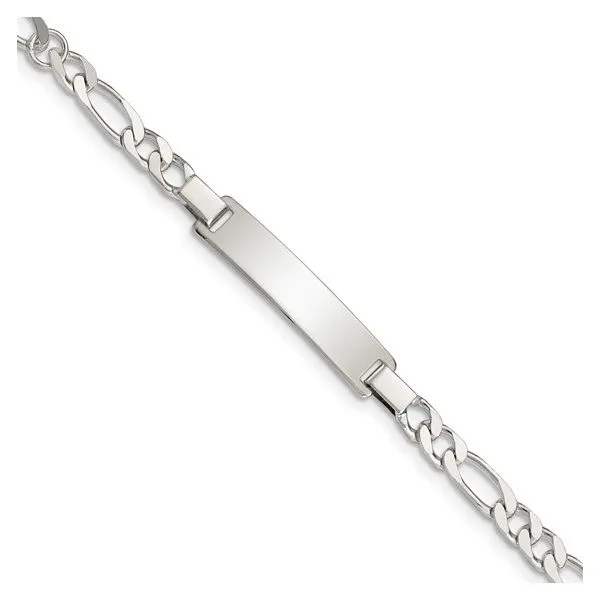 Sterling Silver Engraveable Childrens ID on Figaro Link Bracelet Blocher Jewelers Ellwood City, PA