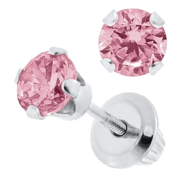 Sterling Silver Pink Cz Stud Earrings Image 2 Blocher Jewelers Ellwood City, PA