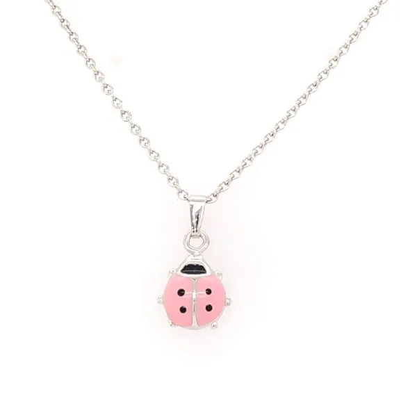 Sterling Silver Necklace with Pink Enamel Ladybug Pendant Blocher Jewelers Ellwood City, PA