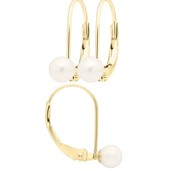 14K Gold Lever Back Pearl Drop Earring Blocher Jewelers Ellwood City, PA