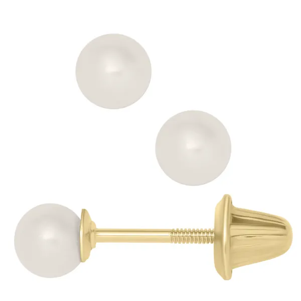 14K Yellow Gold Pearl Studs with Safety Backs Blocher Jewelers Ellwood City, PA