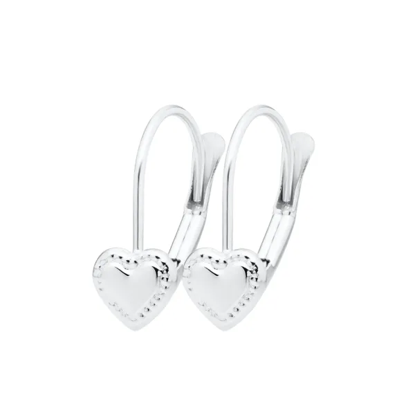 Kiddie Kraft Sterling Silver Leverback Earrings With Beaded Heart Blocher Jewelers Ellwood City, PA