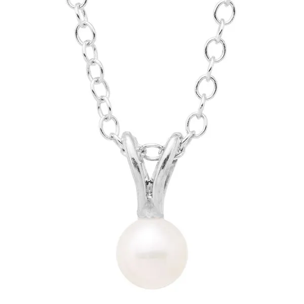 Kiddie Kraft Sterling Silver 4mm Pearl Pendant On 15