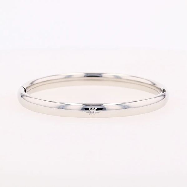Kiddie Kraft Sterling Silver Bangle W/Diamond 0.01ctw, 5.25