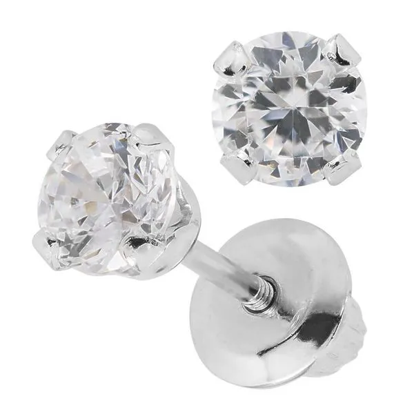Kiddie Kraft SS 4mm Round CZ Earrings Blocher Jewelers Ellwood City, PA
