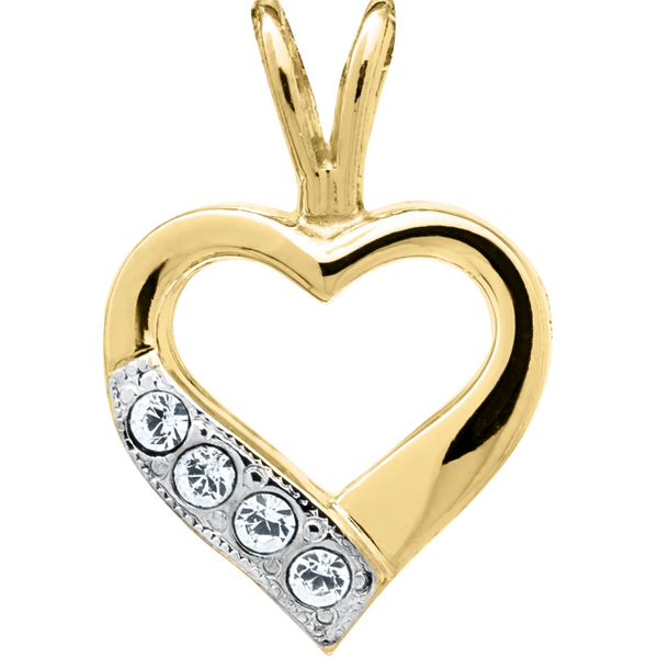 14K Yellow Gold Filled Heart Necklace with CZ on 15