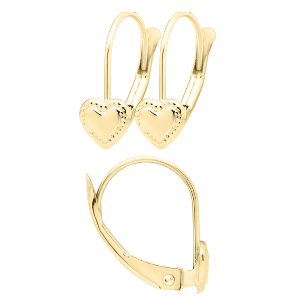 14K Yellow Gold Leverback Heart Drop Earrings Blocher Jewelers Ellwood City, PA