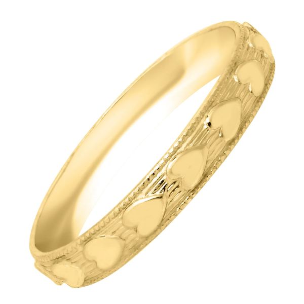 10K Yellow Gold 2mm Embossed Hearts Ring Size 4 Blocher Jewelers Ellwood City, PA