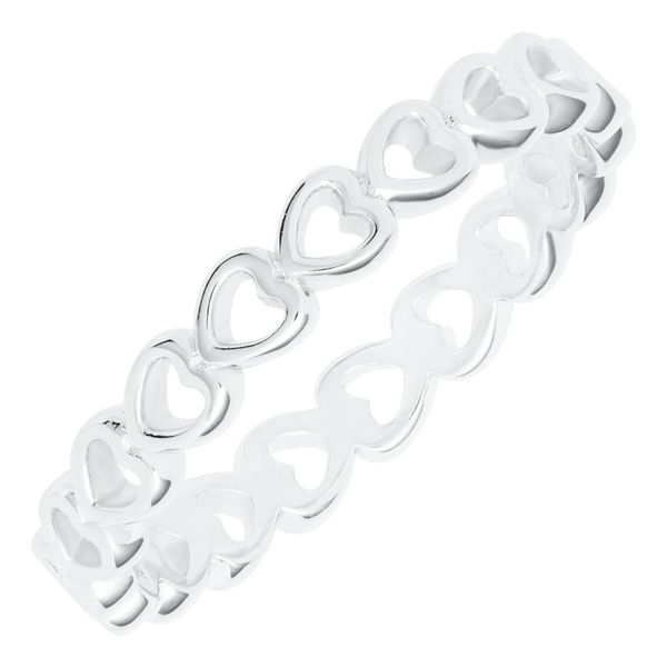 Sterling Silver Pierced Heart Band Ring Size 4 Blocher Jewelers Ellwood City, PA