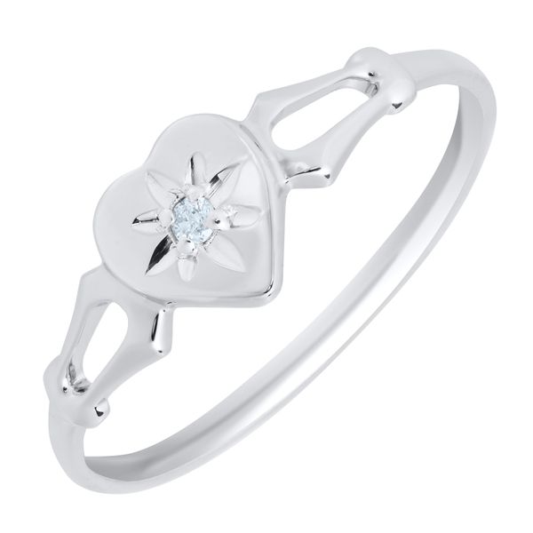 Sterling Silver Heart Diamond Ring Size 4 Blocher Jewelers Ellwood City, PA