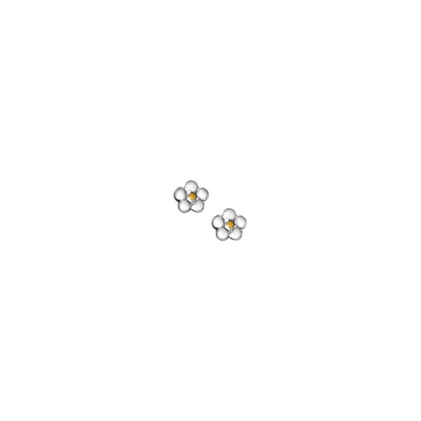 Sterling Silver Childs White and Yellow Flower Earrings Blocher Jewelers Ellwood City, PA