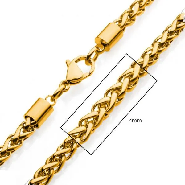 Stainless Steel 18K Gold IP Wheat Chain Necklace Blocher Jewelers Ellwood City, PA