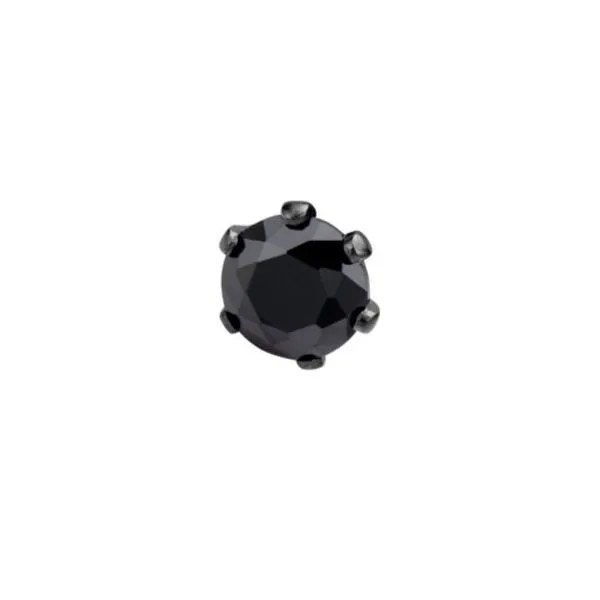 6mm Black IP Steel Black CZ Stud Earrings Blocher Jewelers Ellwood City, PA