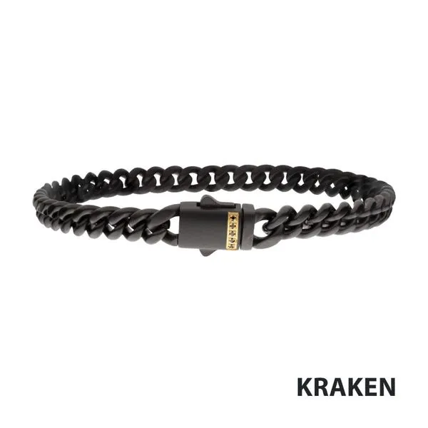 Black IP Steel Miami Cuban Chain Bracelet with Black Sapphire Gem Blocher Jewelers Ellwood City, PA