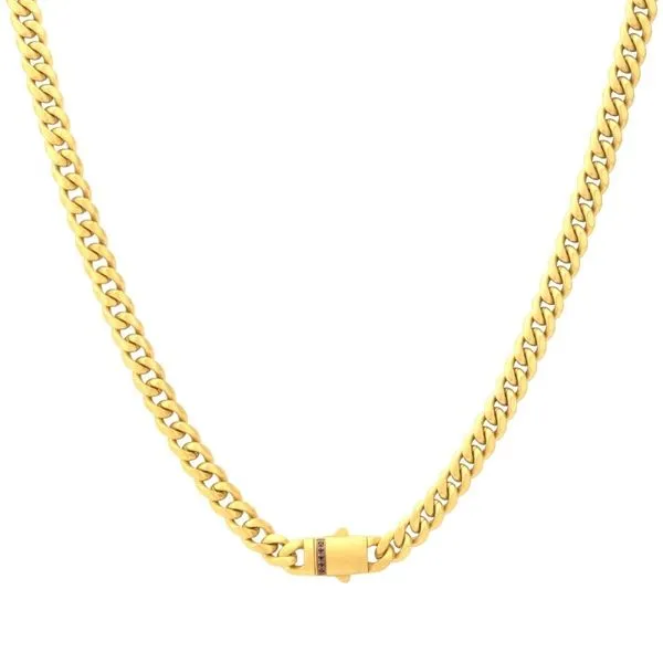 6mm 18Kt Gold IP Steel Matte Finish Miami Cuban Chain Necklace Blocher Jewelers Ellwood City, PA