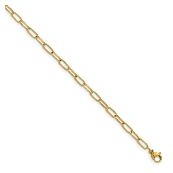 Stainless Steel Gold Plated Elongated Paperclip Link Bracelet 6.5