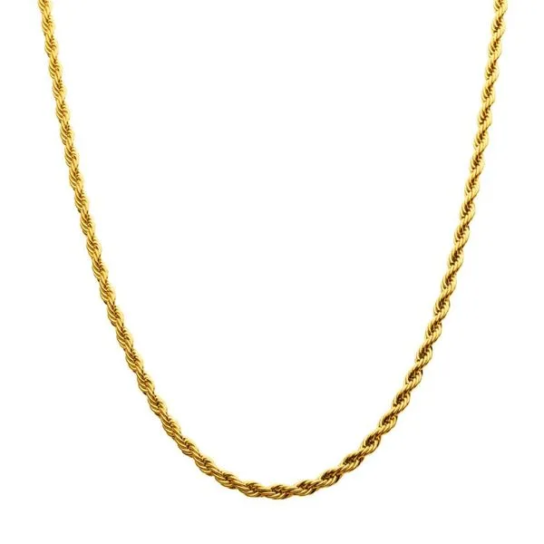 4mm Stainless Steel 18Kt Gold IP Rope Chain Necklace 20