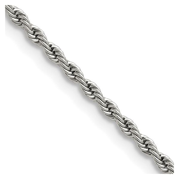 Chisel Stainless Steel Polished 2.4mm 24 inch Rope Chain Blocher Jewelers Ellwood City, PA