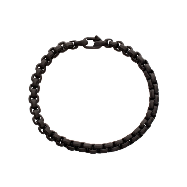 6mm Matte Finish Black IP Stainless Steel Bold Box Chain Bracelet 8
