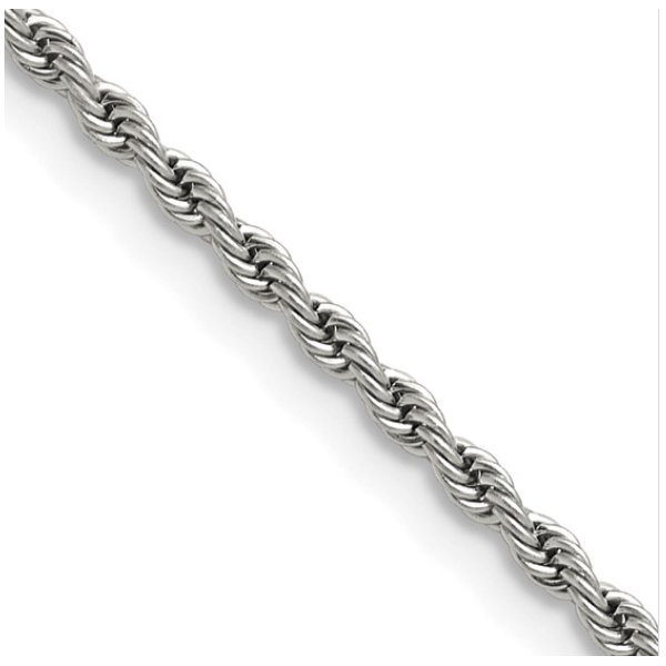 Chisel Stainless Steel Polished 2.4mm 18 inch Rope Chain Blocher Jewelers Ellwood City, PA