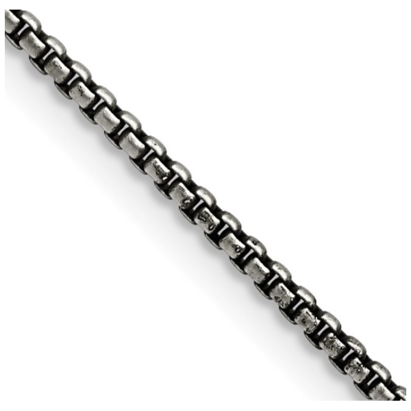 Chisel Stainless Steel Antiqued 2.25mm 20 inch Box Chain Image 2 Blocher Jewelers Ellwood City, PA