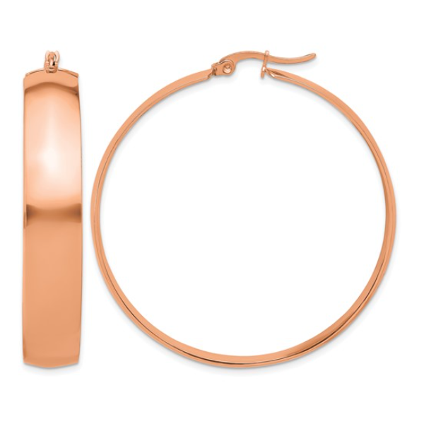 Stainless Steel Polished Rose IP-plated 9mm Hoop Earrings Blocher Jewelers Ellwood City, PA