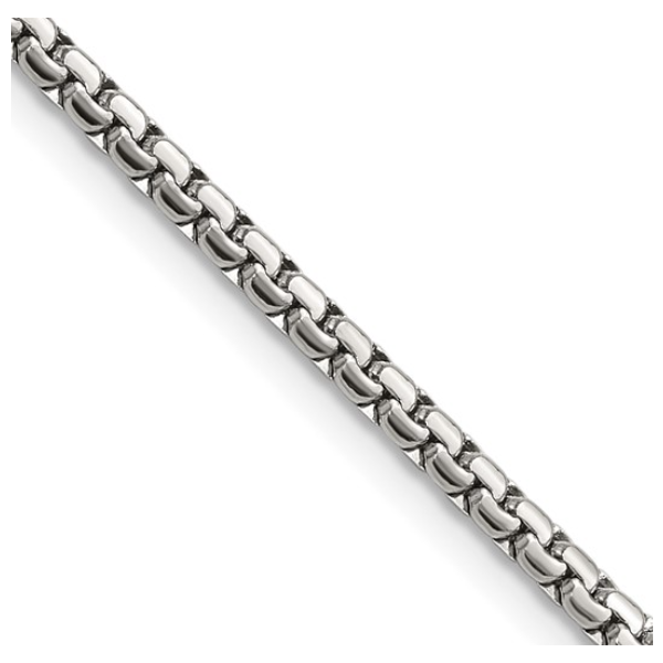 Chisel Stainless Steel Polished 2.5mm 20 inch Fancy Box Chain Blocher Jewelers Ellwood City, PA