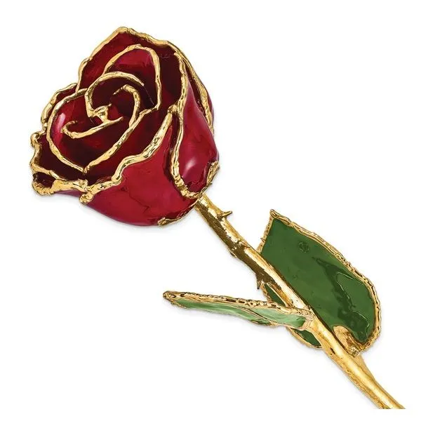 Lacquer Dipped Gold Trim Burgundy Rose Blocher Jewelers Ellwood City, PA