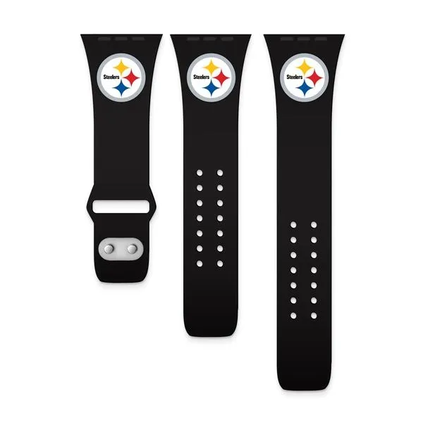 Gametime Pitts. Steelers Silicon Band fits Apple Watch (42/44mm Black) Blocher Jewelers Ellwood City, PA