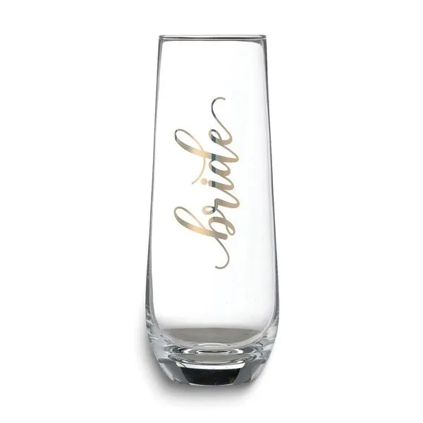 Gold-Tone BRIDE Stemless Champagne Glass Blocher Jewelers Ellwood City, PA